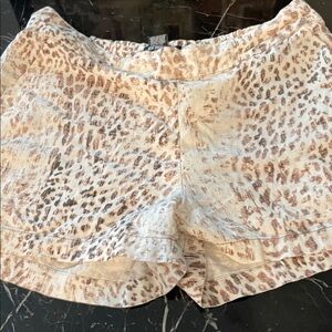 Rewash High Waist Animal Print Shorts - Brown and Cream